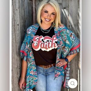 Texas True Turquoise Colorful Boho Kimono Wrap